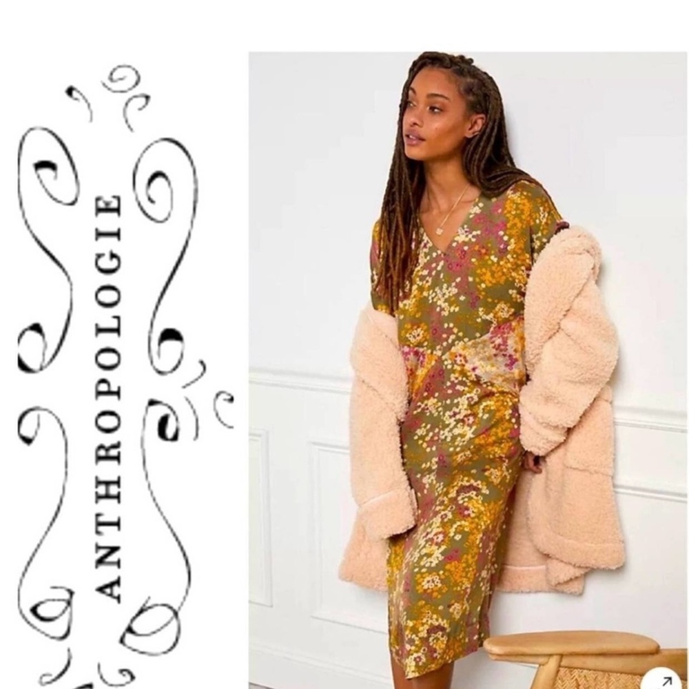Anthropologie Tiny Shoreline Floral Midi Dress Sz S